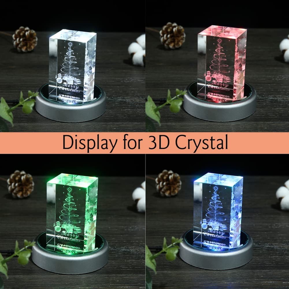IFOLAINA LED Display Multicolor Light Base for 3D Crystal Art - Silver