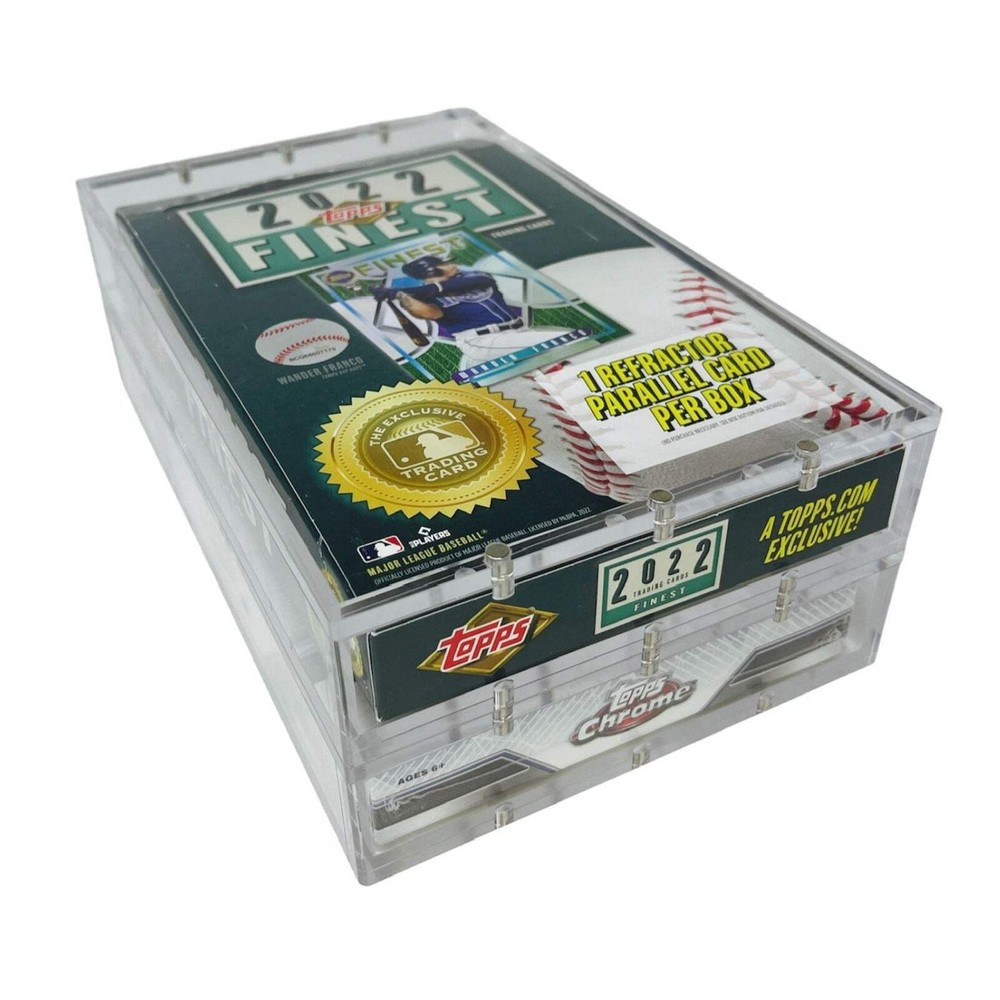 Stackable Premium Acrylic Display Case w/ Magnetic Lid for Trading Cards Shallow