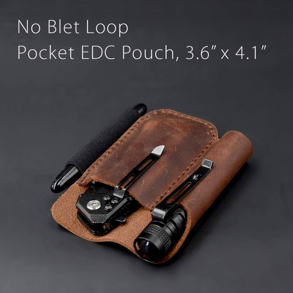 EDC Leather Knife Sheath Organizer Pouch - Full Grain Leather - Chestnut