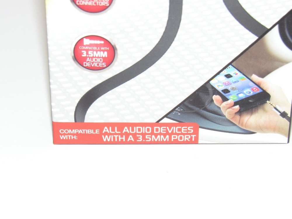NEW Energizer Tangle Free Flat Auxiliary Aux Audio Cable 8ft