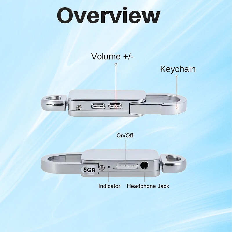 Mini Hidden Spy Digital Audio Recorder Voice Activated Key Chain MP3 Dictaphone