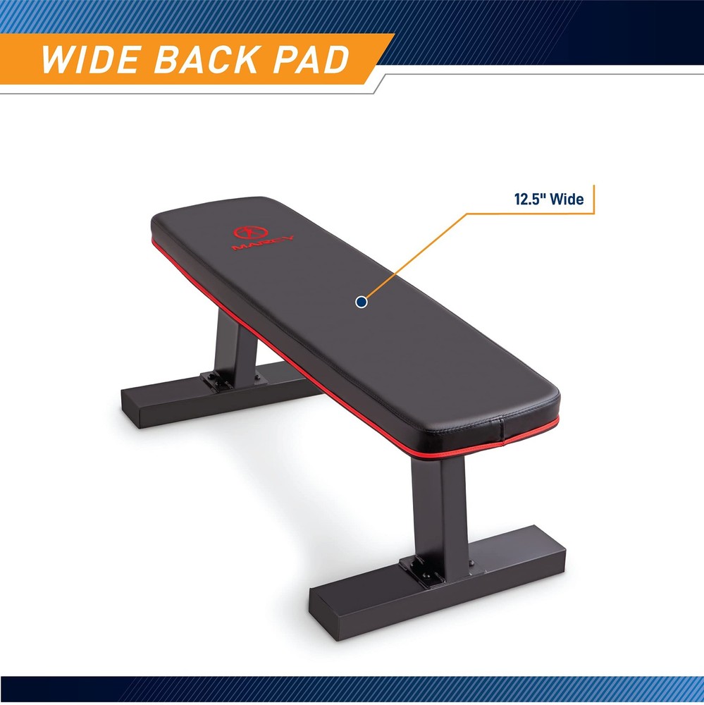 Marcy Deluxe Versatile Flat Bench Workout Utility Bench with Steel Frame
