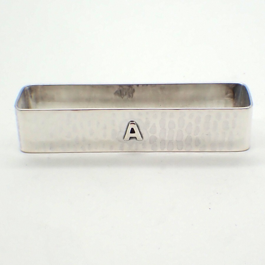 Hammered Rectangular Napkin Ring Lebolt Sterling Silver Applied Mono A