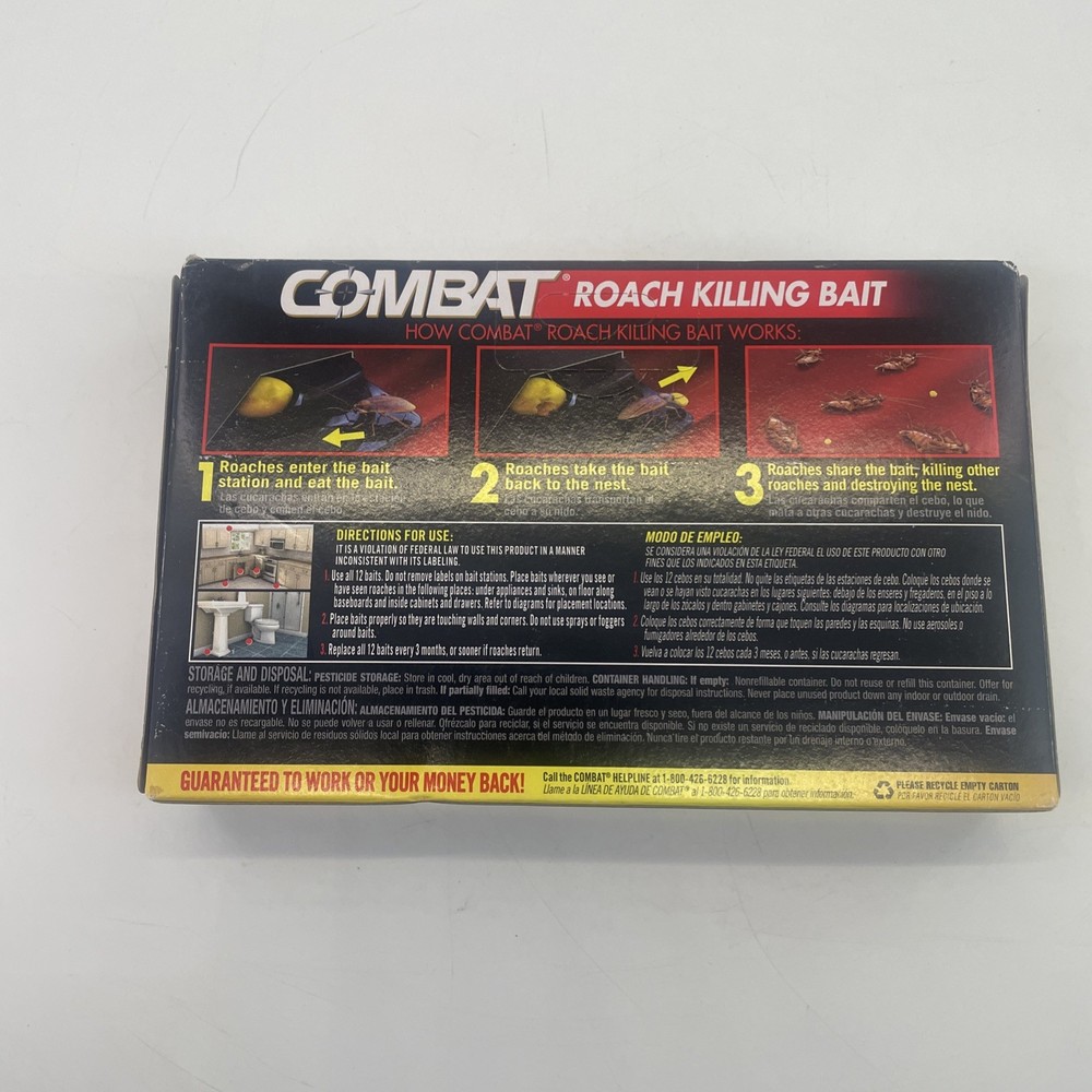 Combat Roach Killing Bait Stations for Small and Large Roaches, 12 Count