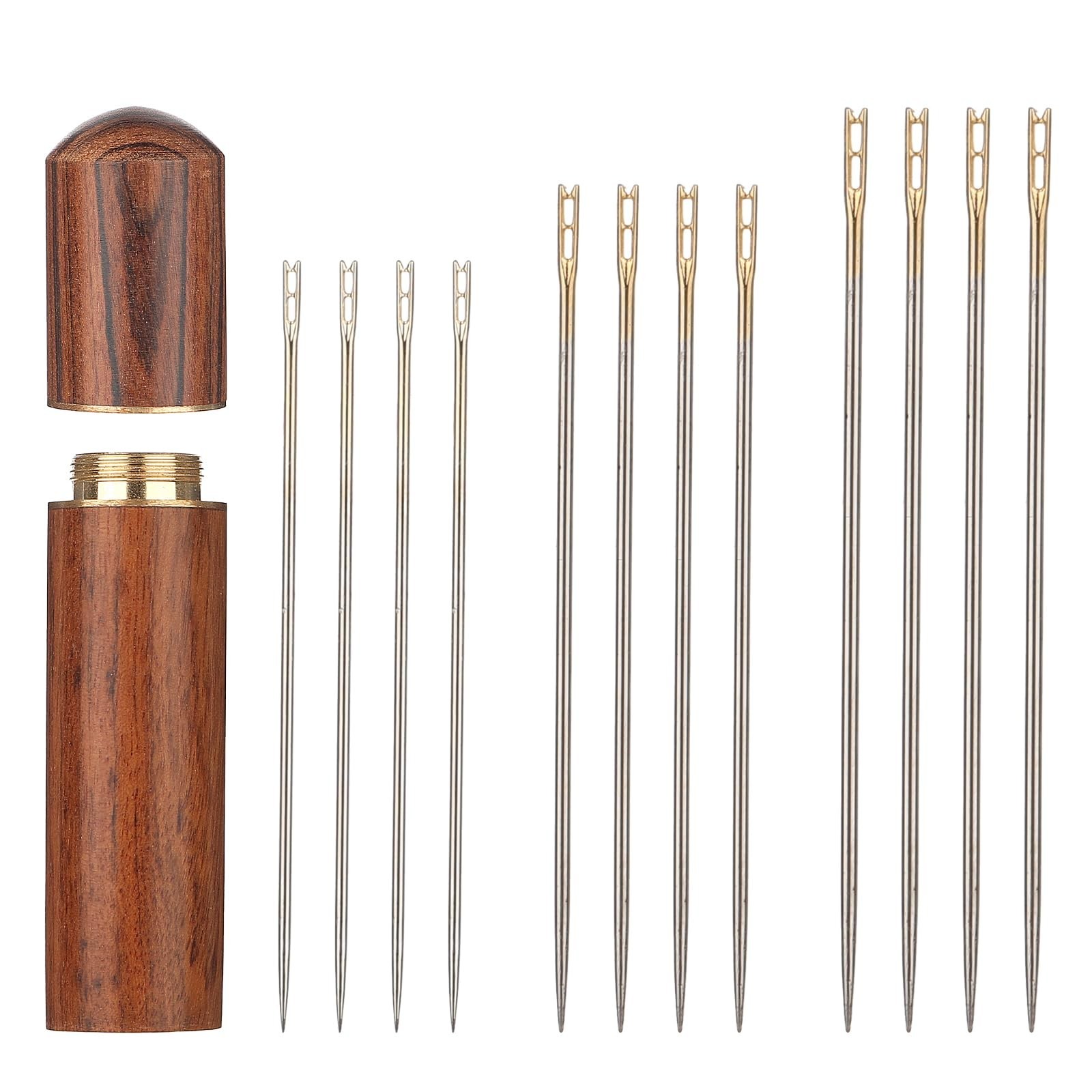 30-Pack Stainless Steel Self-Threading Needles-Opening Sewing & Darning Needles