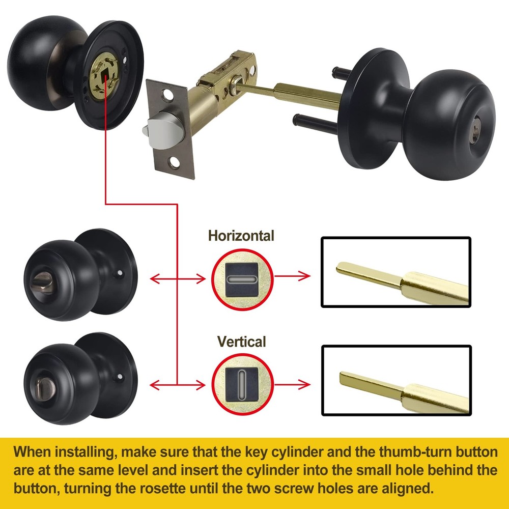CML Hardware Matte Black Keyed Entry Door Knob for 1 Pack,