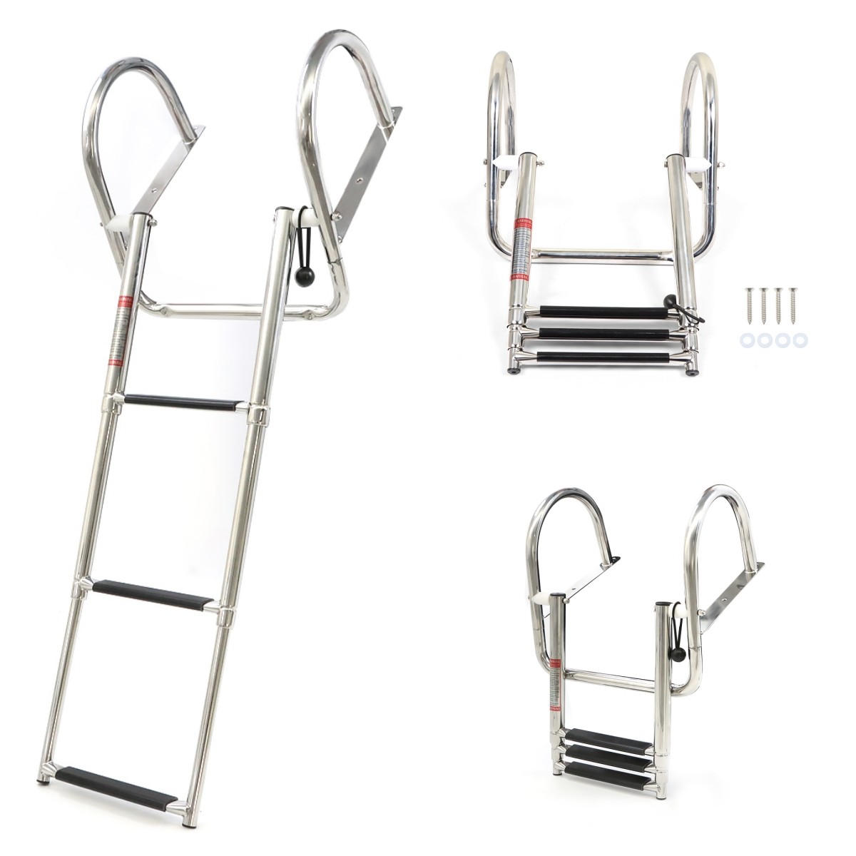 Boat Ladder Stainless Steel Telescoping Foldable Marine Ladder 2-3-4-5 Steps
