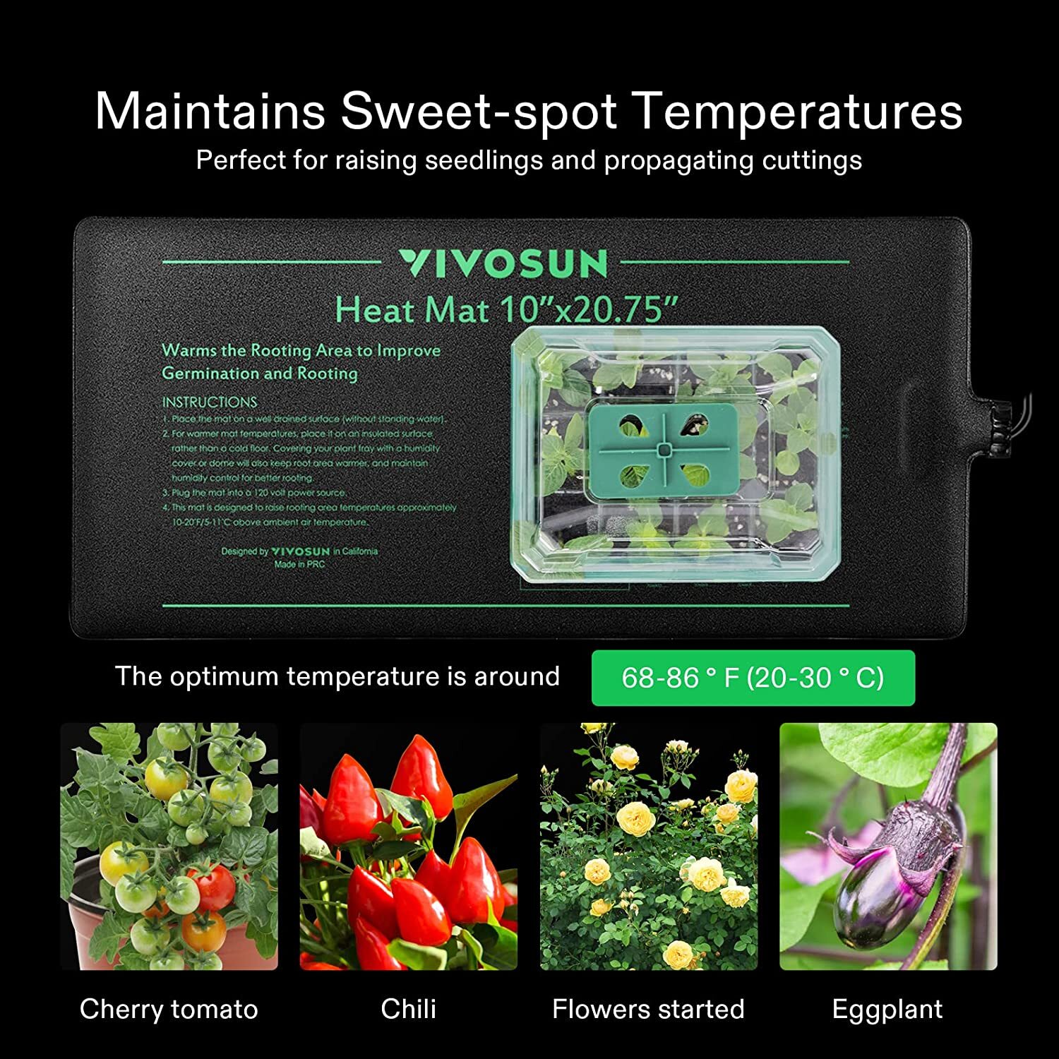 VIVOSUN Seedling Heat Mat with Thermostat Warmer Heating Pad for Plant