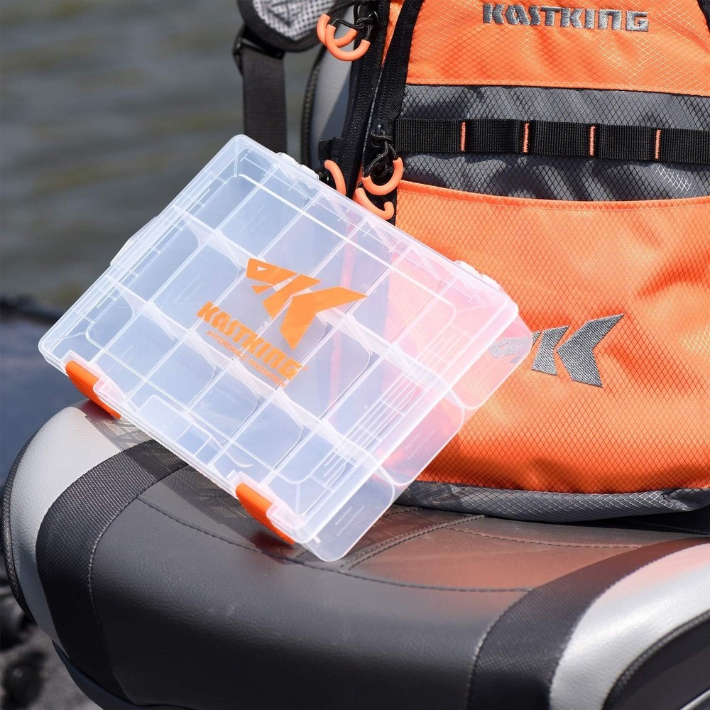 Durable 2 Pack Plastic Tackle Boxes with 18 Adjustable Compartments - Waterproof