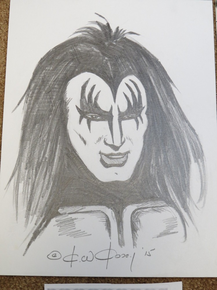 KISS KEN KELLY GENE SIMMONS DESTROYER ORIGINAL PENCIL ART 2015 WITH PAPERWORK