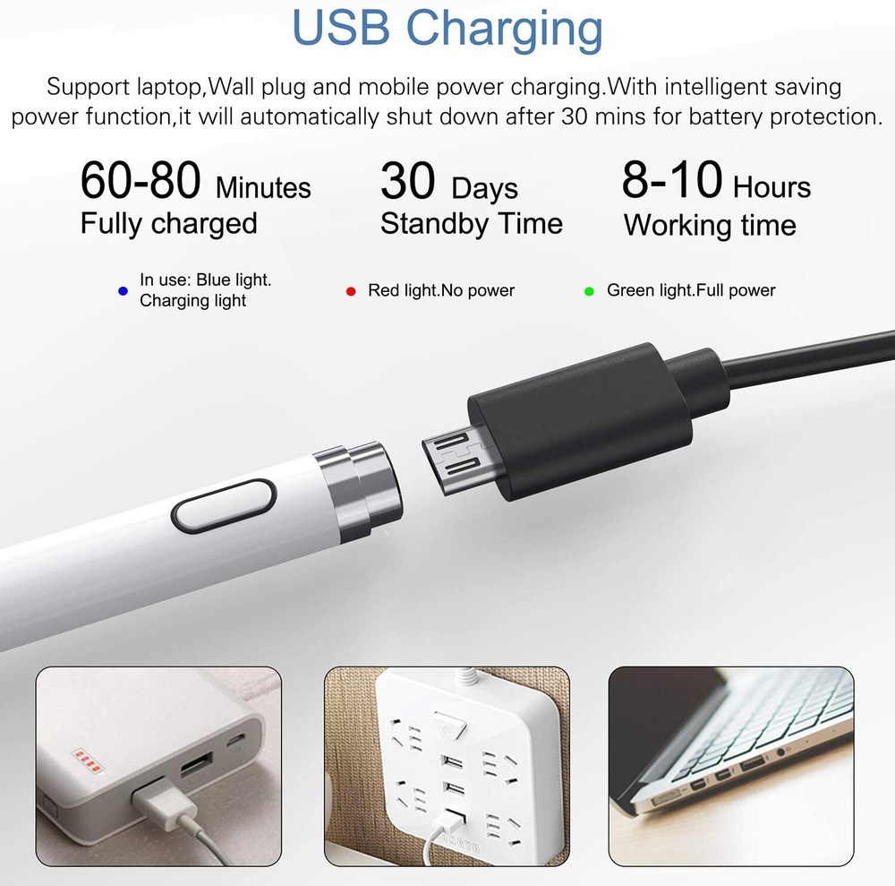 Active Rechargeable Stylus Pen Compatible for iOS & Android Touch Screens