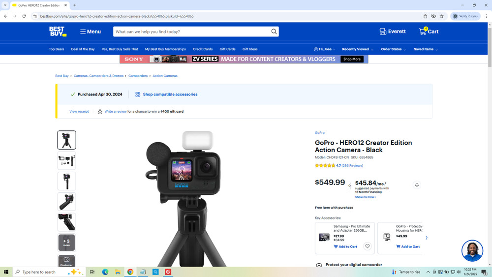 2 Go Pro hero 12 creator edition action cameras