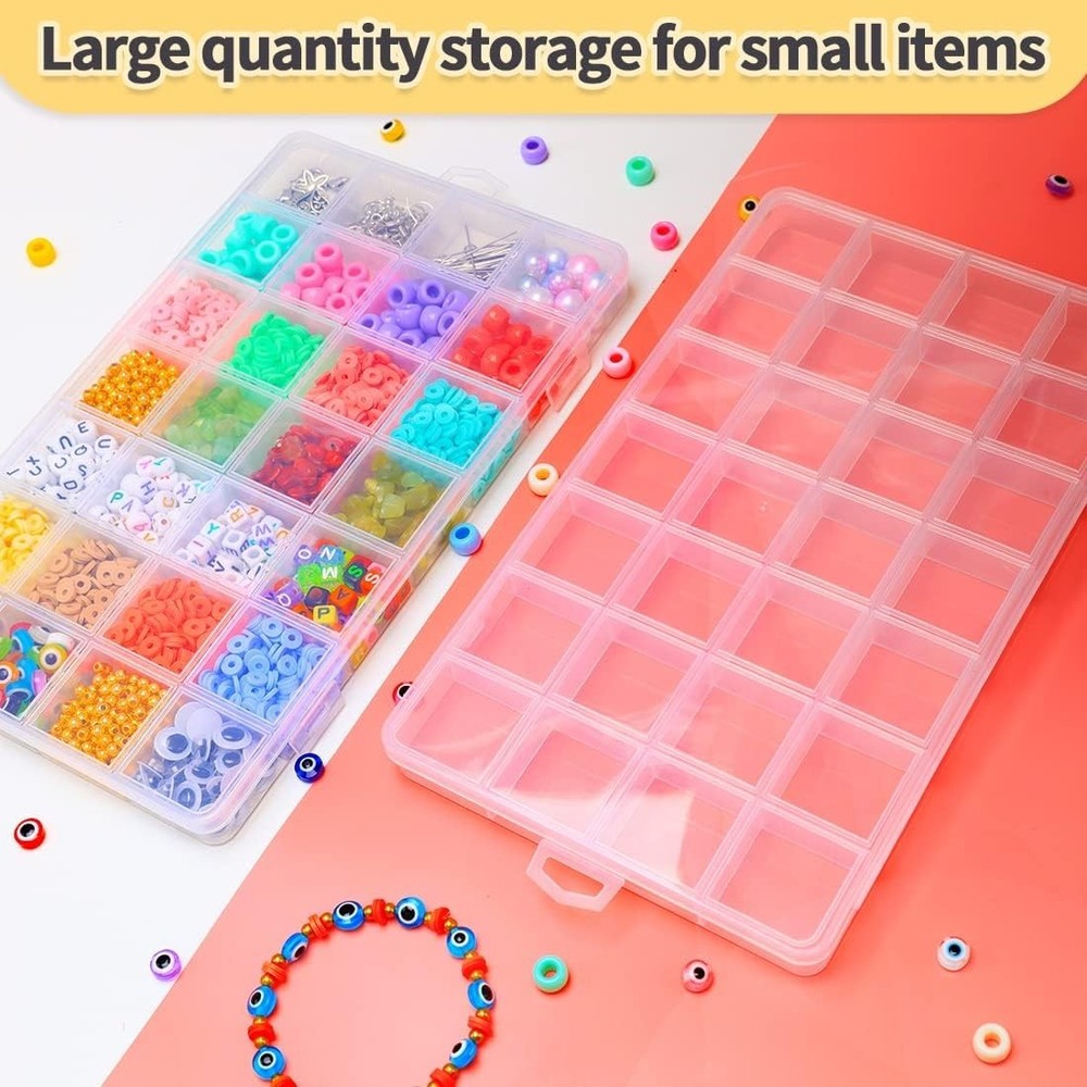 Elegant 28-Compartment Bead Organizer Box - Clear Durable Plastic Storage