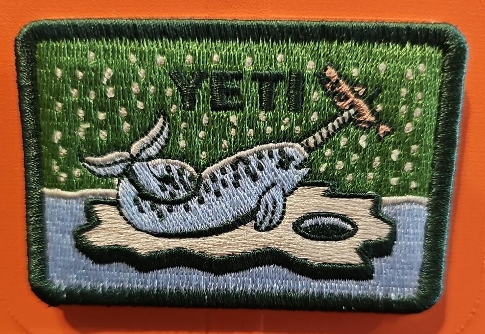 Yeti NARWHAL Holiday PATCH SOLD OUT Narwhal Spearing FISH