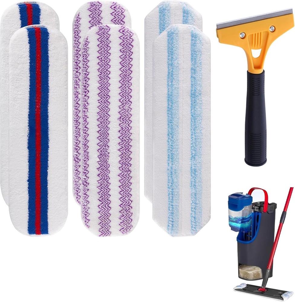 6 Pack Mop Replacement Pads Compatible with O Cedar H2pro Flat Mop System, Mi...