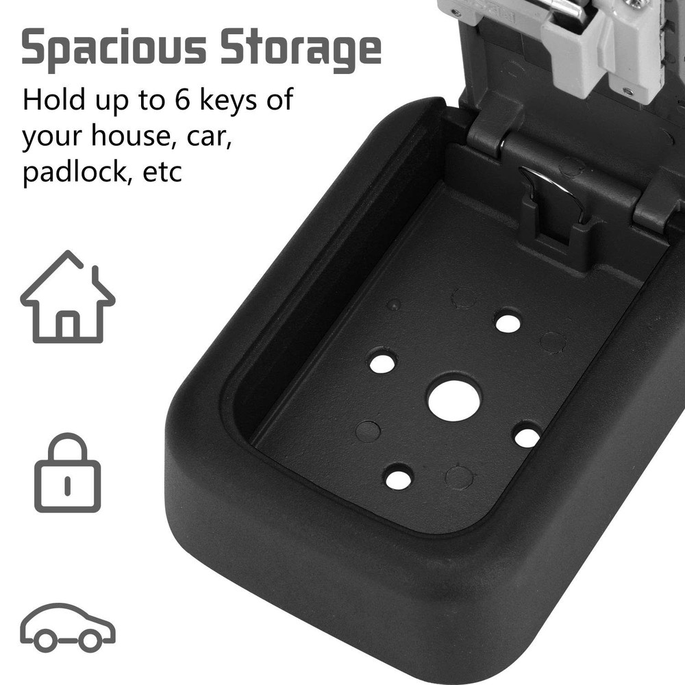 Wall Mount Key Lock Box with Resettable 4-Digit Combination, Large 7-Key Capa...