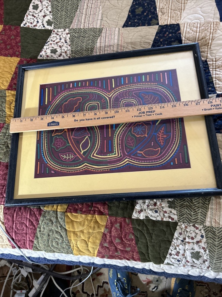 framed mola textile art