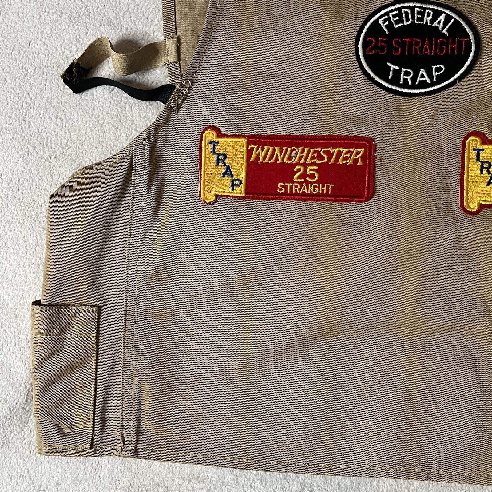 Vintage 1940's Utica Duxbak Shooting Hunting Fishing Game Canvas Vest w/ Patches