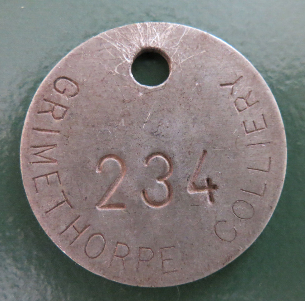 GRIMETHORPE Colliery Pit Check Tally - marked GRIMETHORPE COLLIERY 234