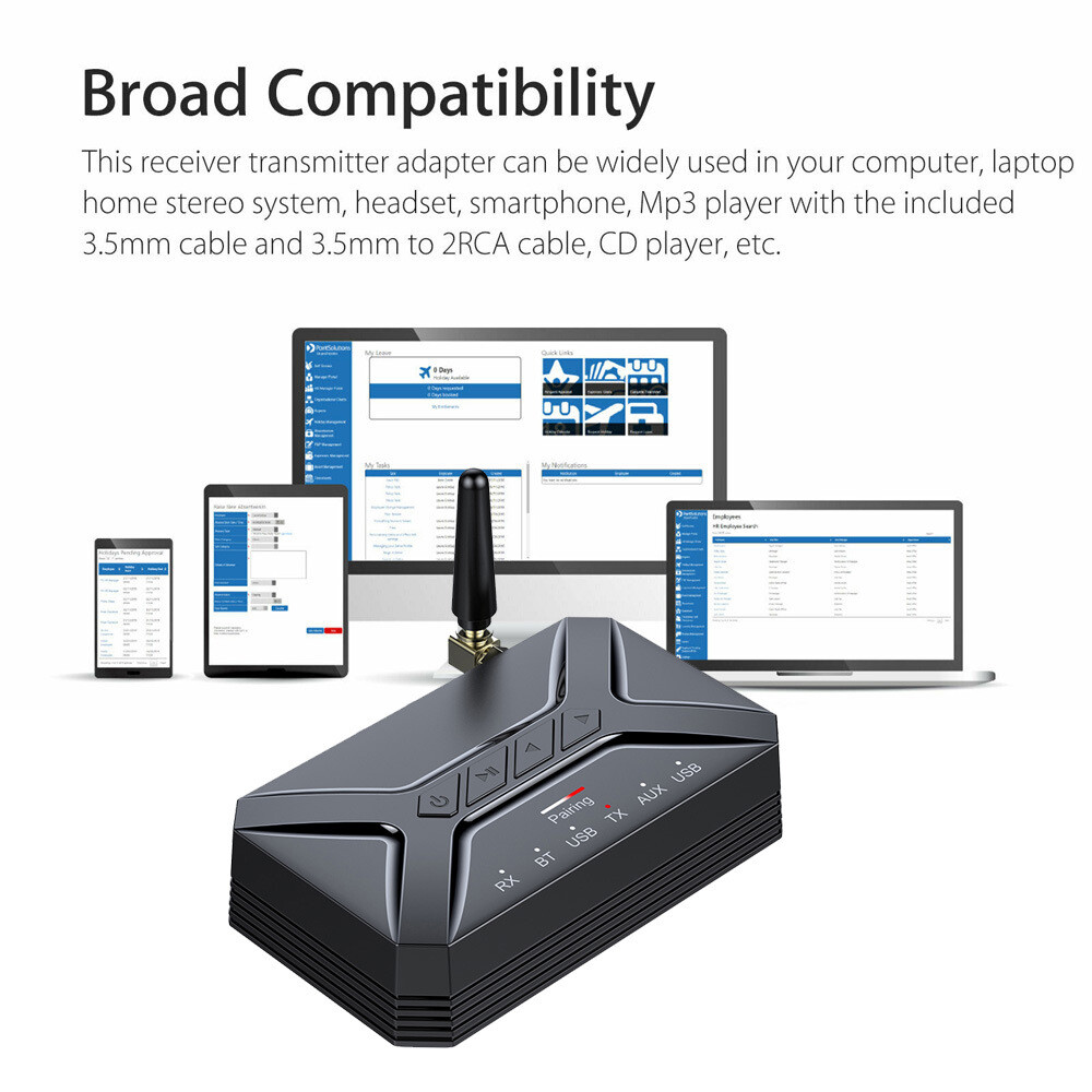 Long Range Bluetooth 5.0 Transmitter Receiver for TV Home Stereo BT Headphones