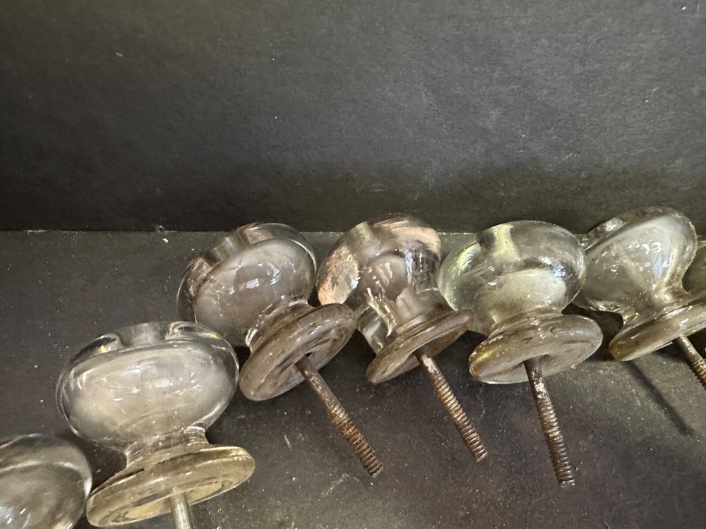 Set 8 Antique Glass Furniture Knobs Pulls, Lot 2