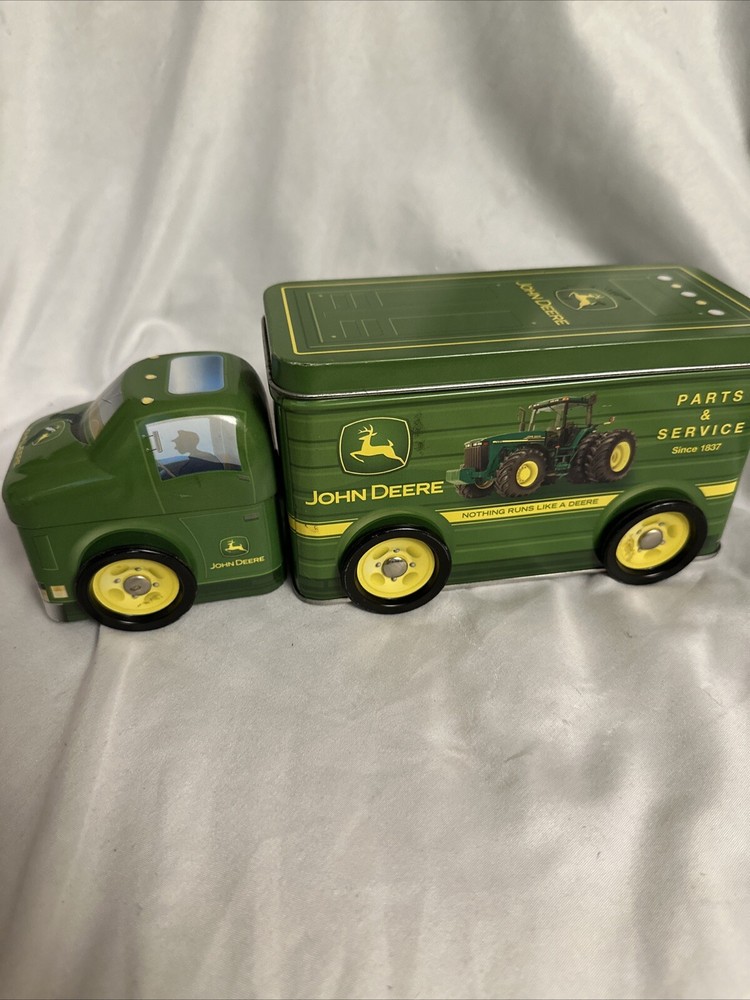 John Deere Tin Box Truck Shaped Container GREAT GRAPHICS