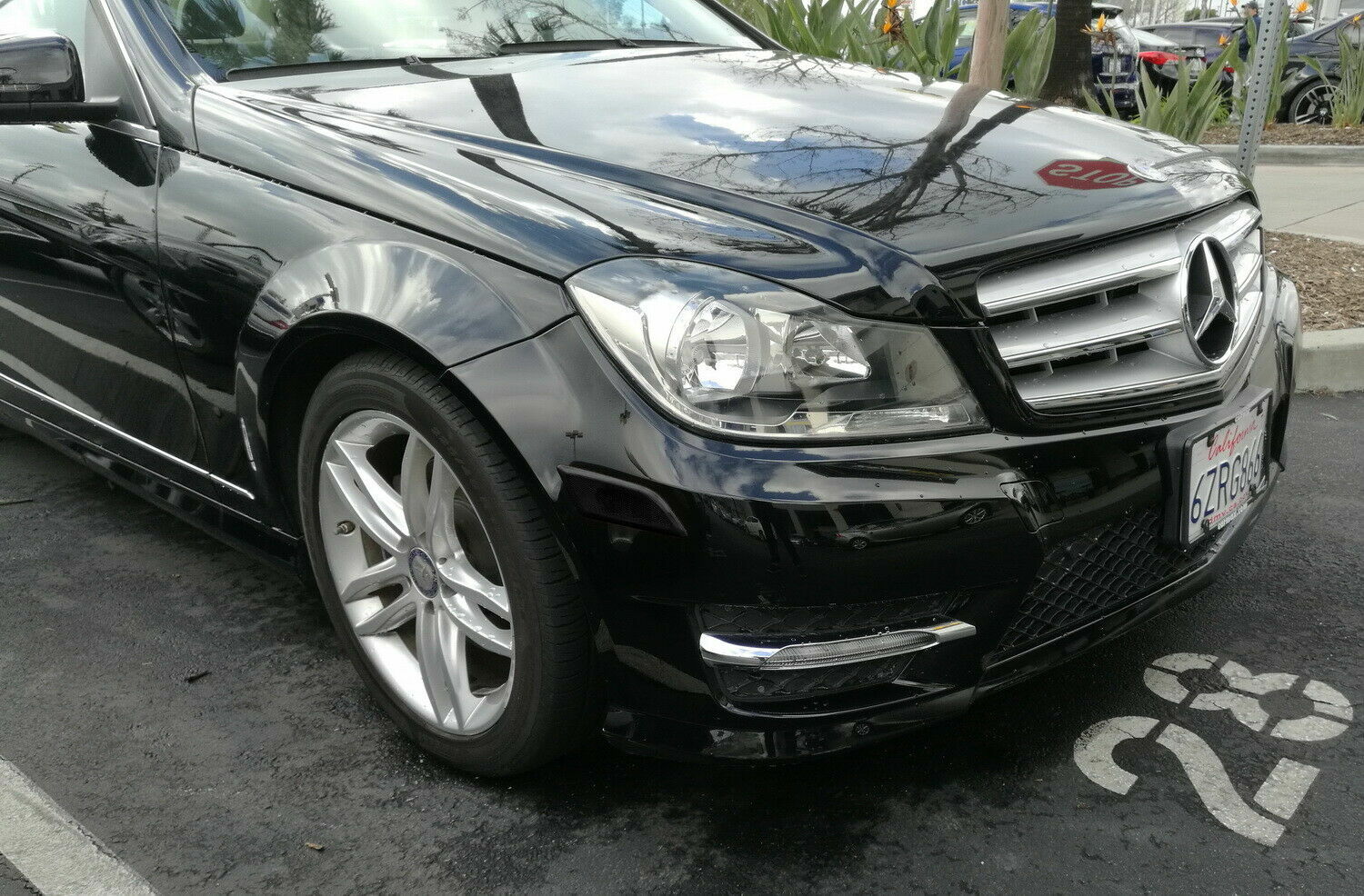 White LED Side Marker Lights Smoke Lens For 2012-14 Mercedes W204 C250 C300 C350