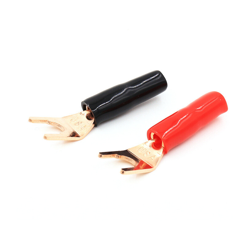 8pcs Gold Plated Y Spade Terminal Connector HiFi Audio Speaker Cable Plug