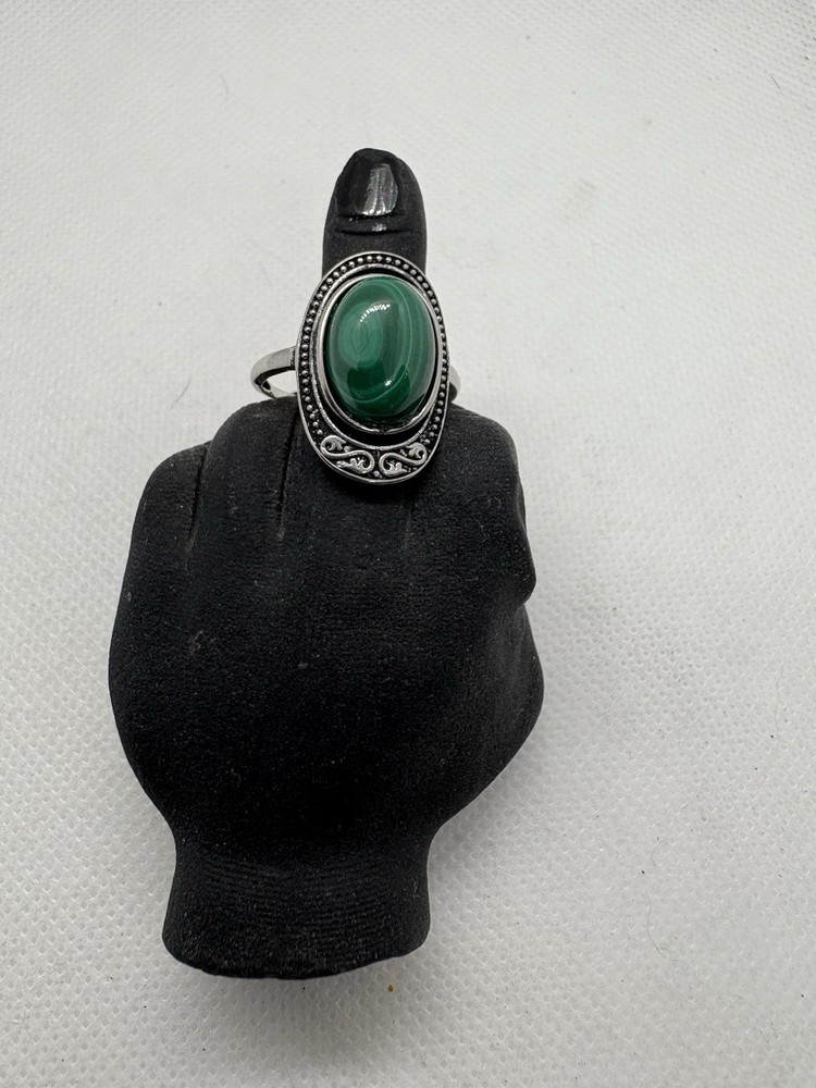 Malachite Adjustable Alloy Ring