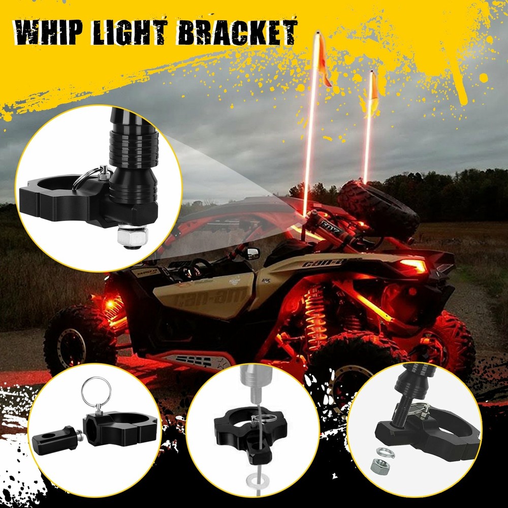 1x Flagpole LED Whip Lamp Base Antenna Reverse Light Installation Bracket