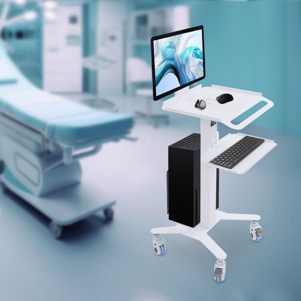 Adjustable Height Rolling Desk Computer Cart Mobile Laptop Workstation PC Table