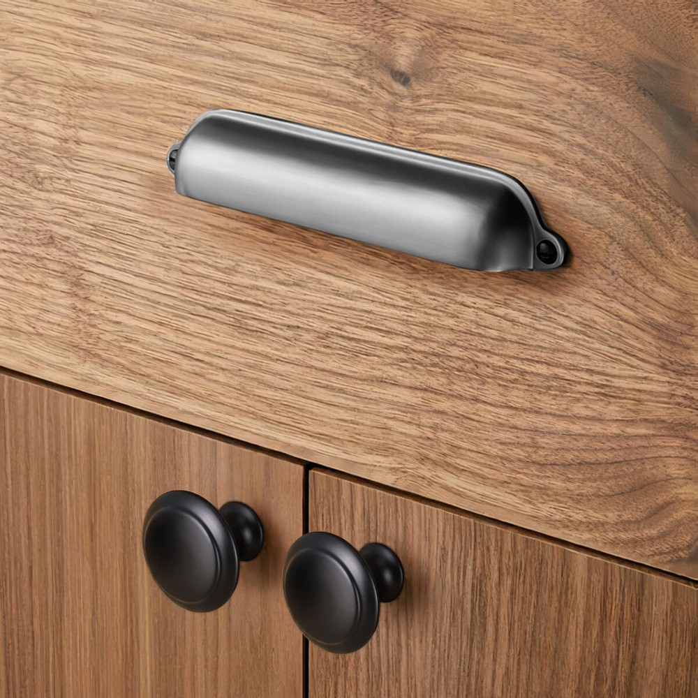 2-100 Pack Matte Black Kitchen Cabinet Knobs Round Drawer Pulls Stainless Steel