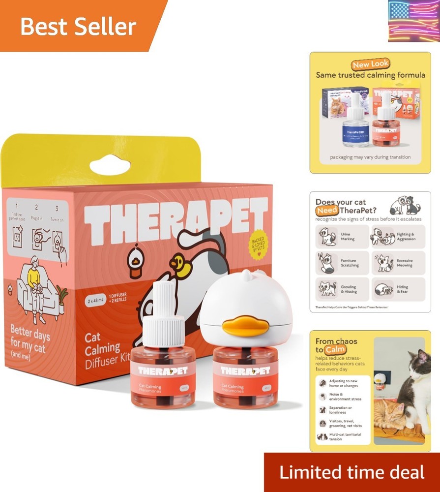 60-Day Cat Calming Diffuser - Cat Pheromone Diffuser for Stress, Pee Spraying...