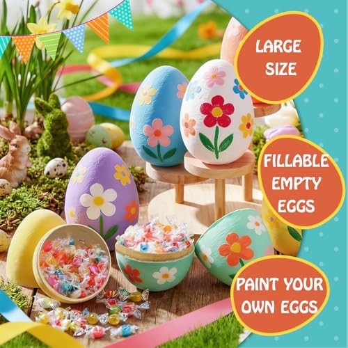 8 Pcs Large Paper Mache Easter Eggs for Crafts Fillable 4 Large Plus & 4 Large