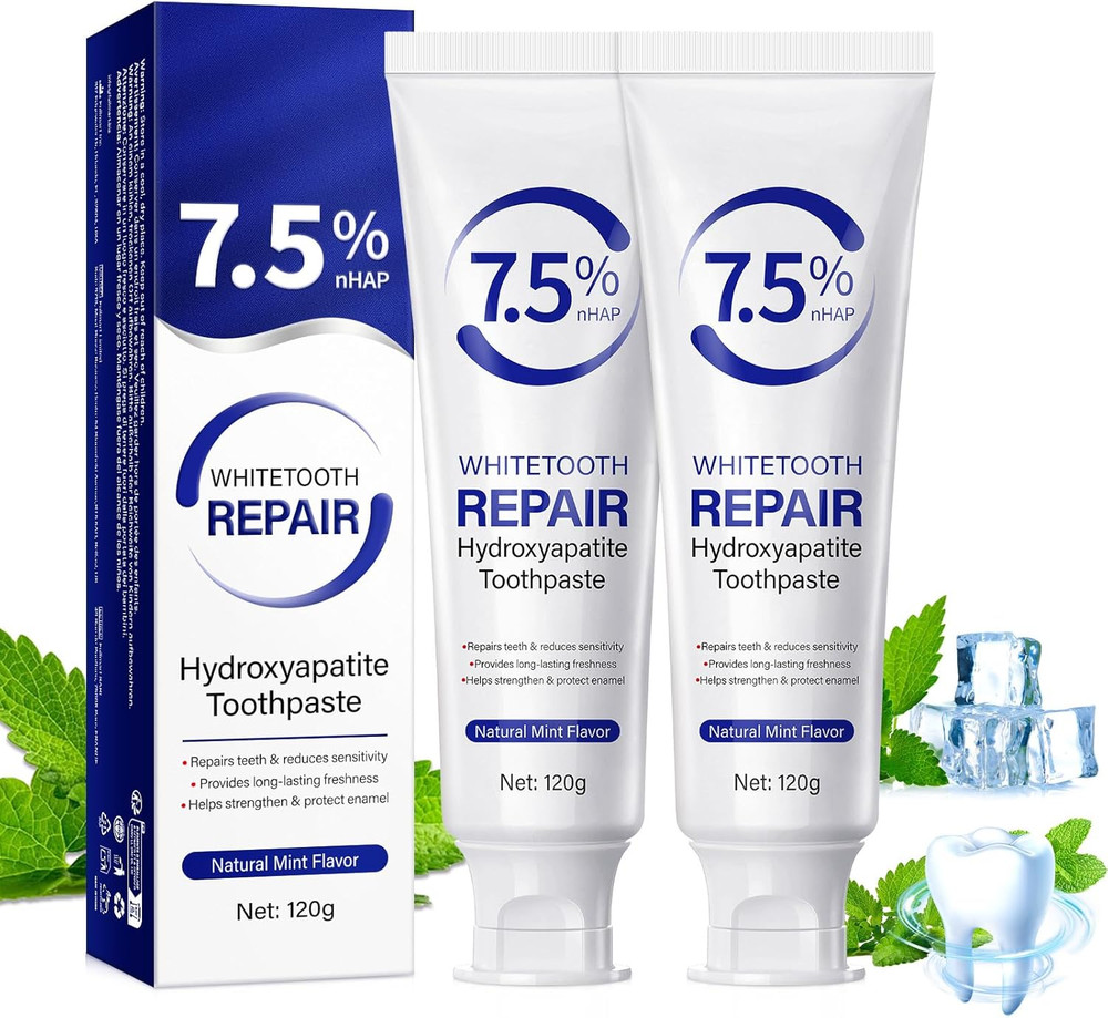 7.5% Hydroxyapatite Toothpaste, 2Pack Toothpaste for Advanced Enamel Protection,