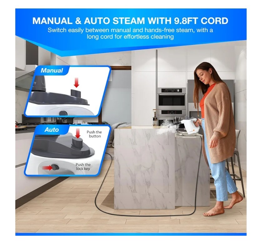 Multipurpose High-Temp Handheld Steam Cleaner w Tools Quick Heating By Gearwiz