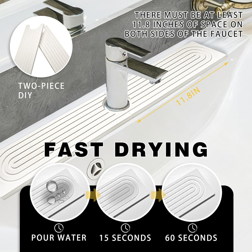 Diatomite Stone Sink Mat, Ultra Absorbent Drying Protector for Kitchen and Bath