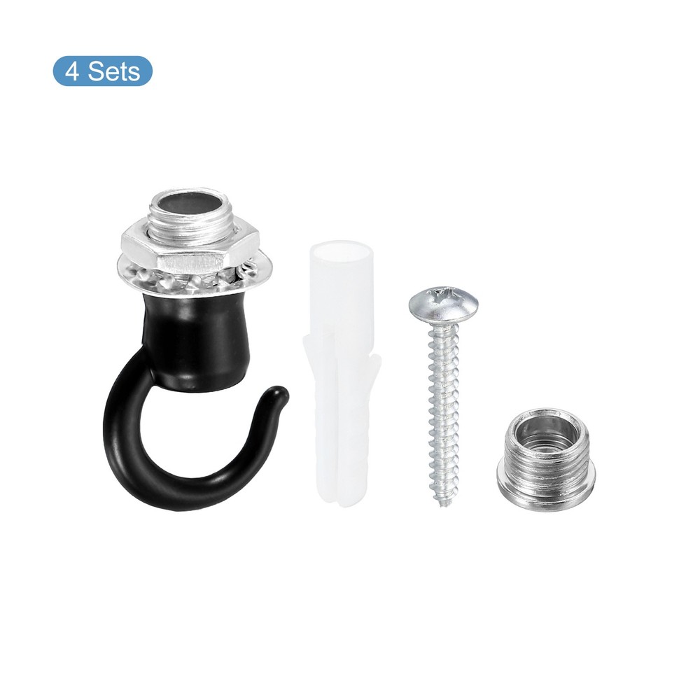 39mmx23mm ceiling hook, 4pcs screw hooks light fixings accessory, black