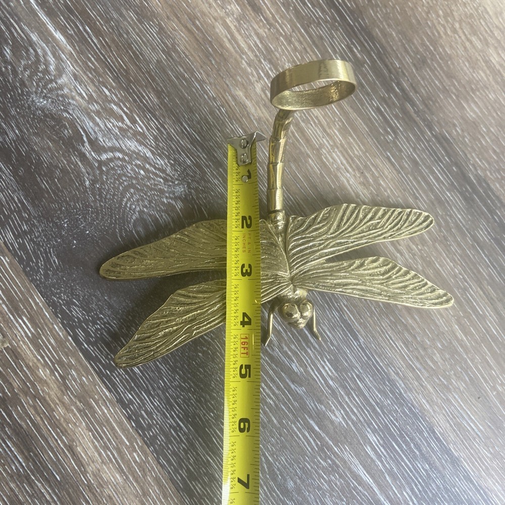 Vintage Style Solid Brass Dragonfly Front Door Knocker Bent Tail Design 8x4"