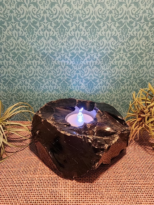 Obsidian Candle Holder
