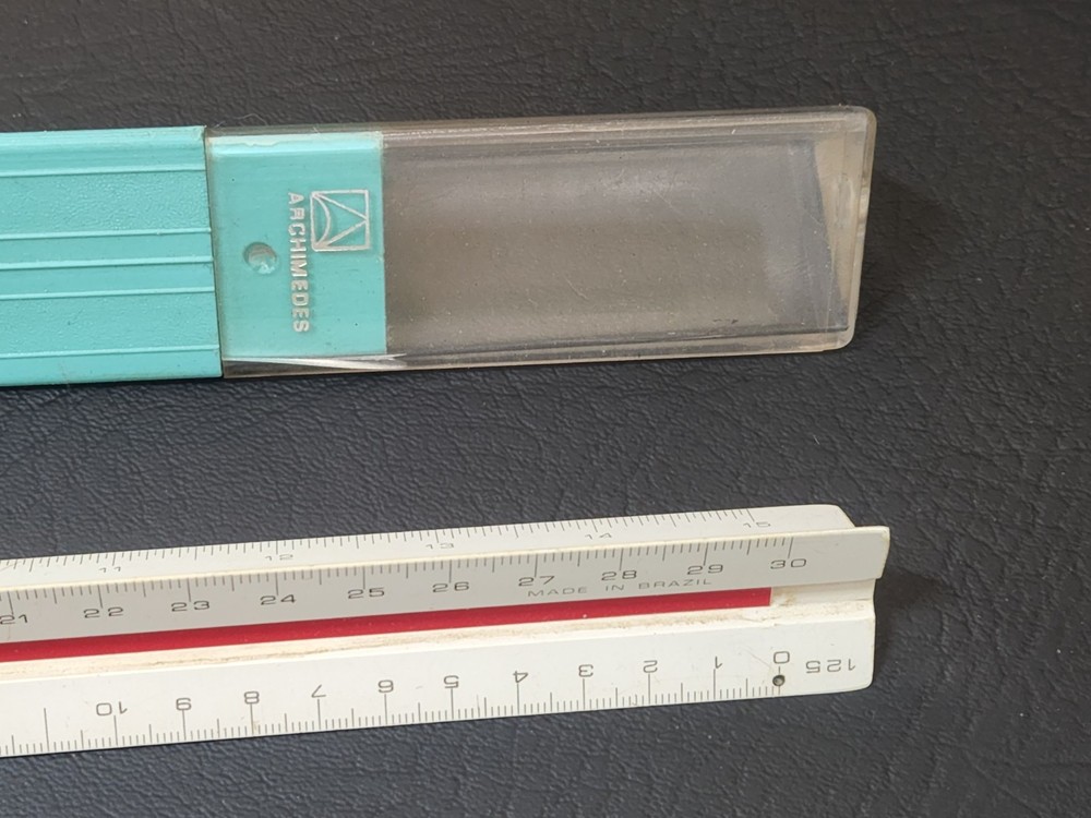 Vintage Archimedes Engineering Triangular Drafting Scale Made in Brazil w/ Case