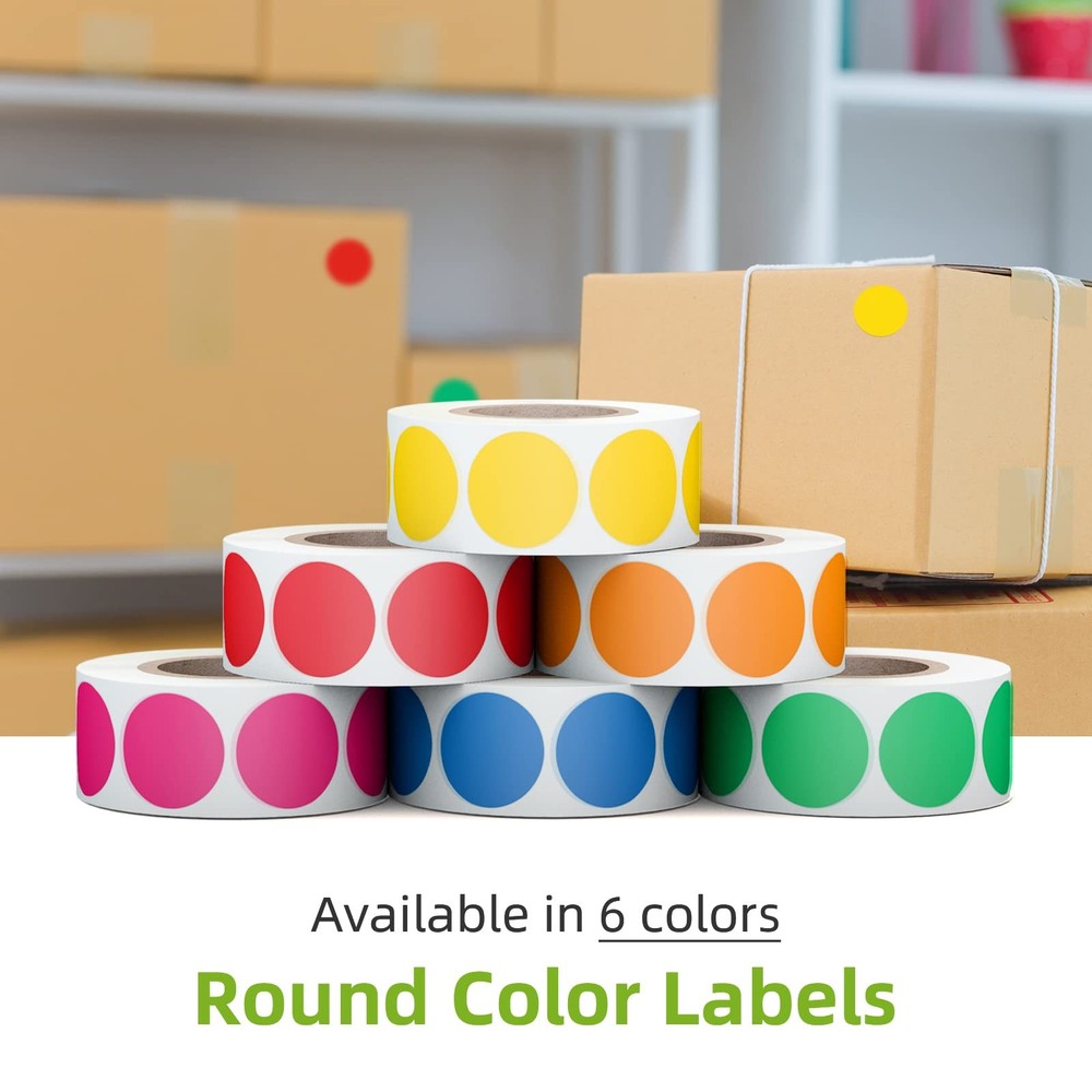 Anylabel 3/4" Round Color Coding Circle Dot Labels 3000 3/4 inches, 6