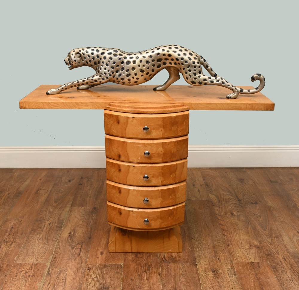 Art Deco Console Table Chest Blonde Maple Roaring Twenties