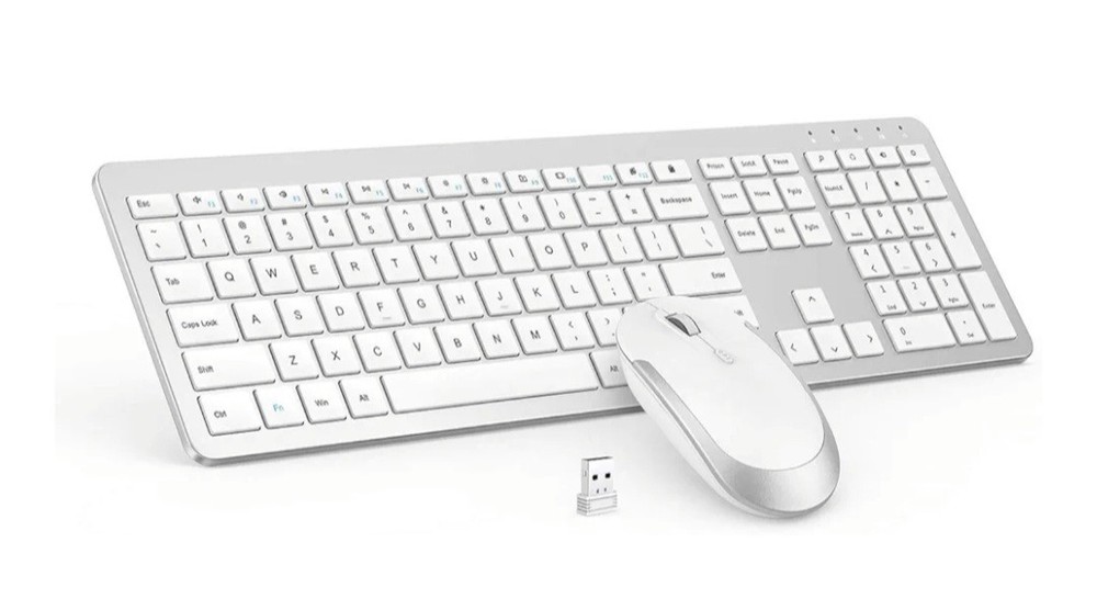 Wireless Keyboard and Mouse Combo - Full Size Slim Thin Wireless Keyboard Mou...