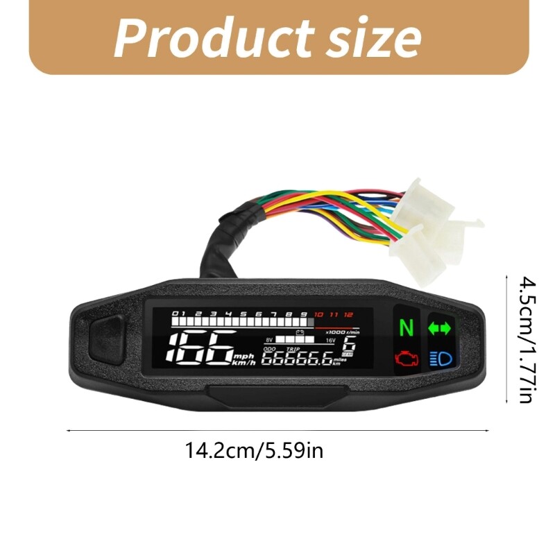 Motorcycle Speedometer Digital Speed Meter LED Tachometer Dashboard Instrument