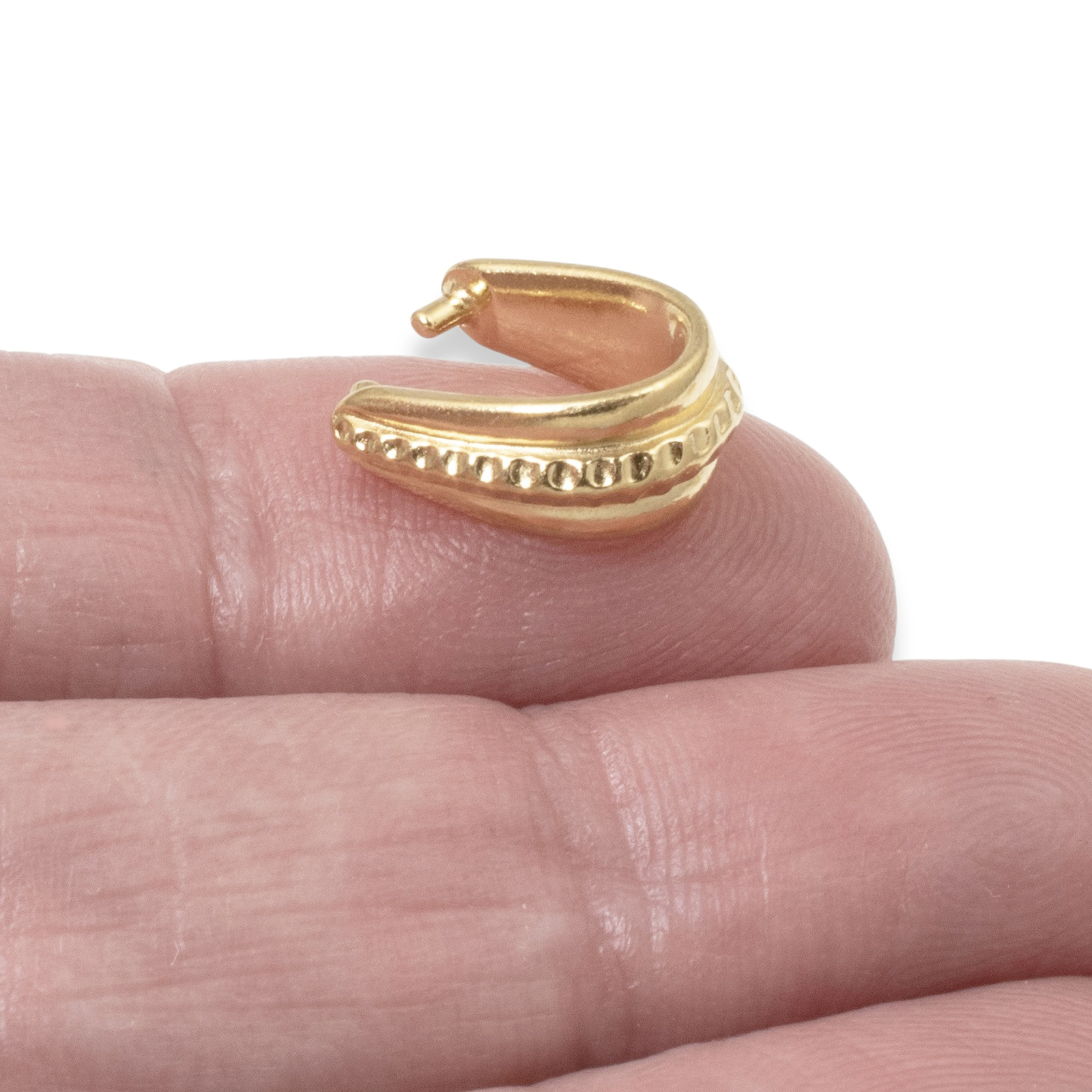 2-Pack Gold Large Hammered Pinch Bail, TierraCast Pewter Pendant Holder