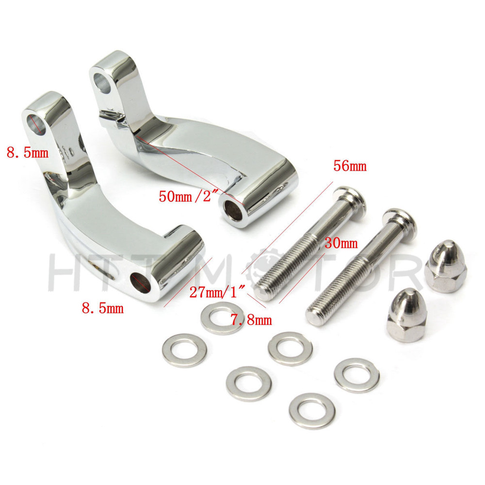 2pcs Chrome Motorcycle Mirror Relocation Extension Adapter Adaptor For Harley US