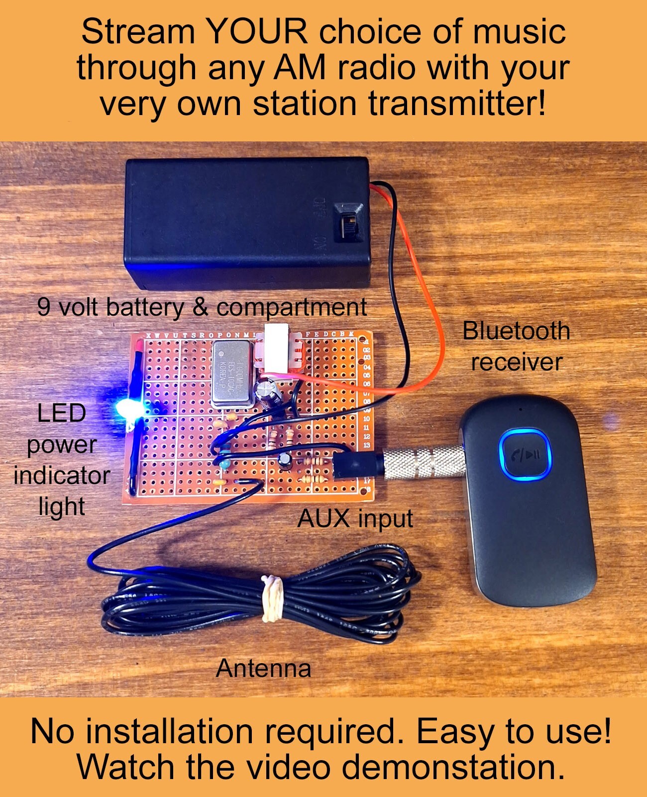 AM Transmitter - Stream Anything to Your Vintage Antique Tube Radio - Bluetooth