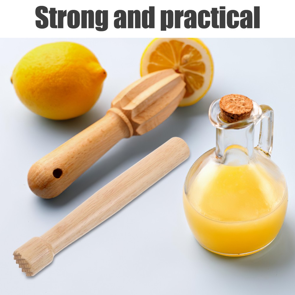 Wooden Cocktail Pounding Rod Lemon Mini Squeezer Bartender Muddler Tool