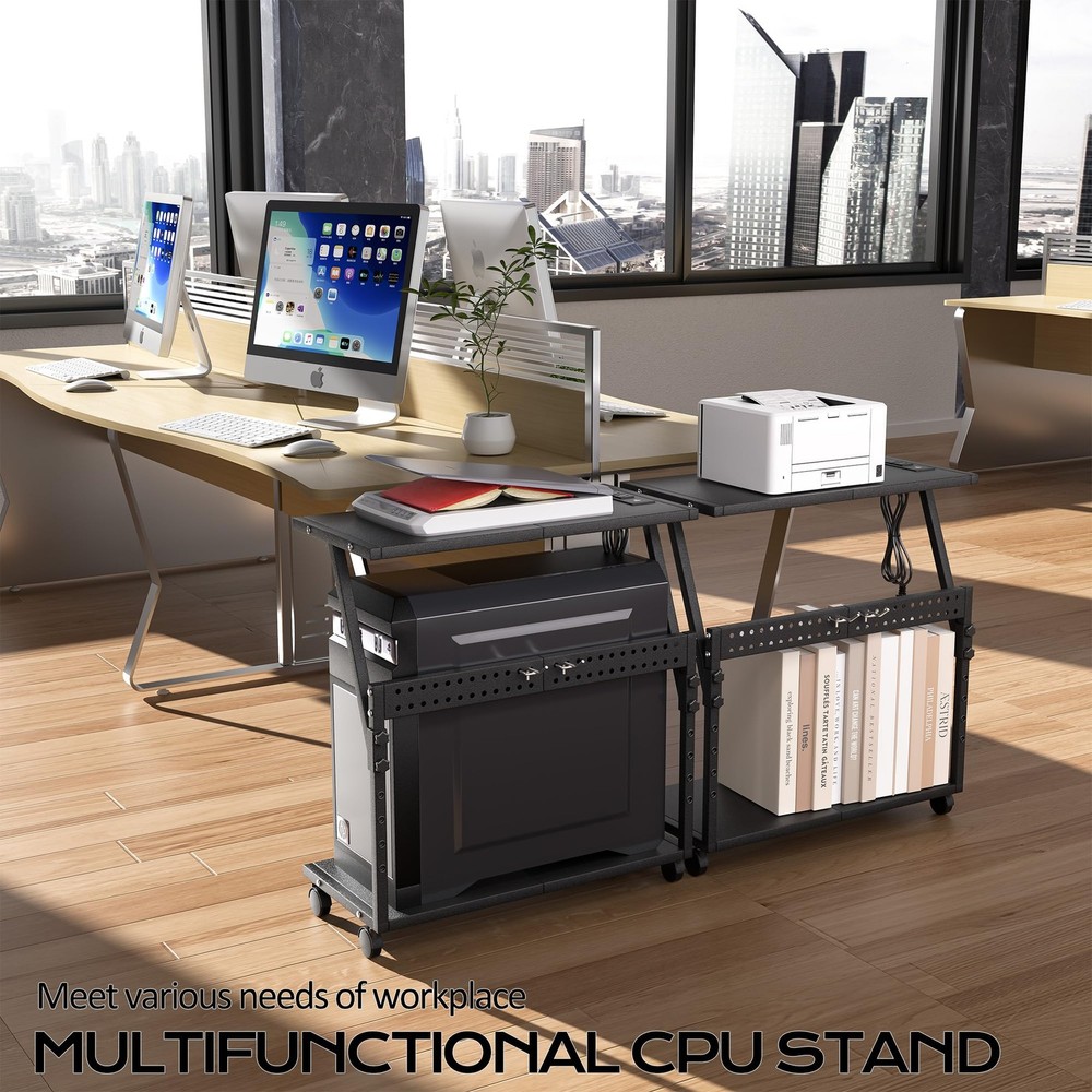 24In Large PC Stand, 5 Levels Height Adjustable Computer Tower Stand with Chargi